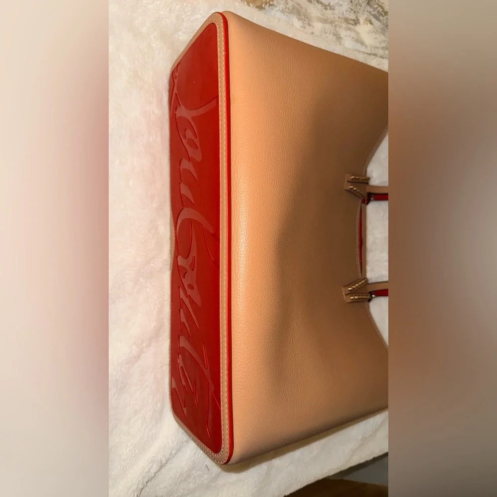Christian Louboutin Tan and Red Studded Tote w/o wristlet - Picture 11 of 16